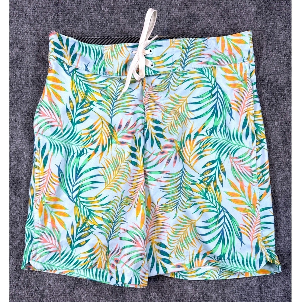 Boys Medium Size 12‎ Tropical Palm Leaf Board Shorts Blue Green Orange NWOT